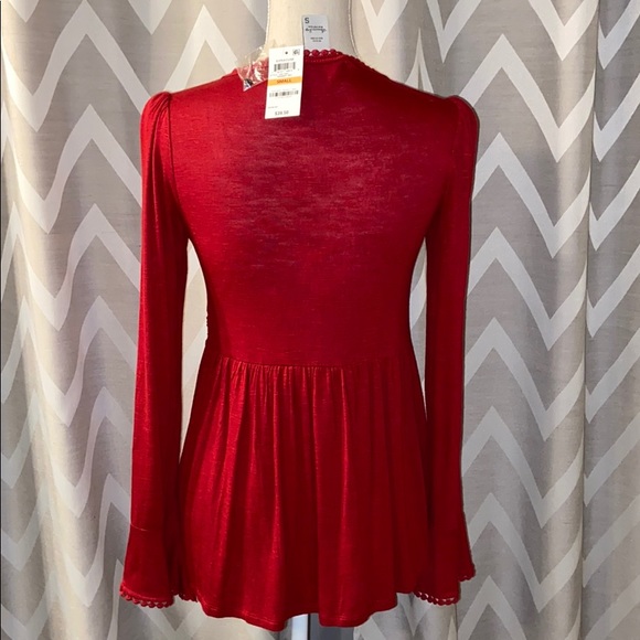 NWT Smocked Button Down w/ Blouse Bell Sleeves Pom-Pom Trim Valentine’s Day SML - Picture 4 of 8